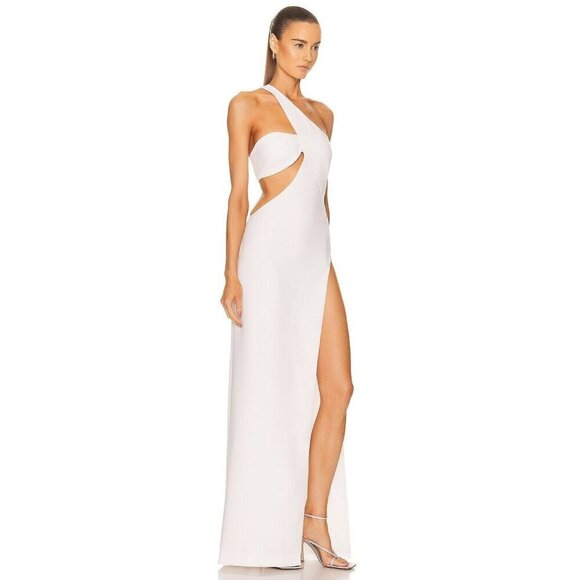 Monot Cut Out One Shoulder Maxi Dress in White New Womens Long Maxi Gown - Picture 3 of 17